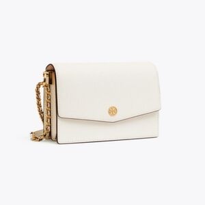 TORY BURCH Robinson convertible mini shoulder bag, white gold